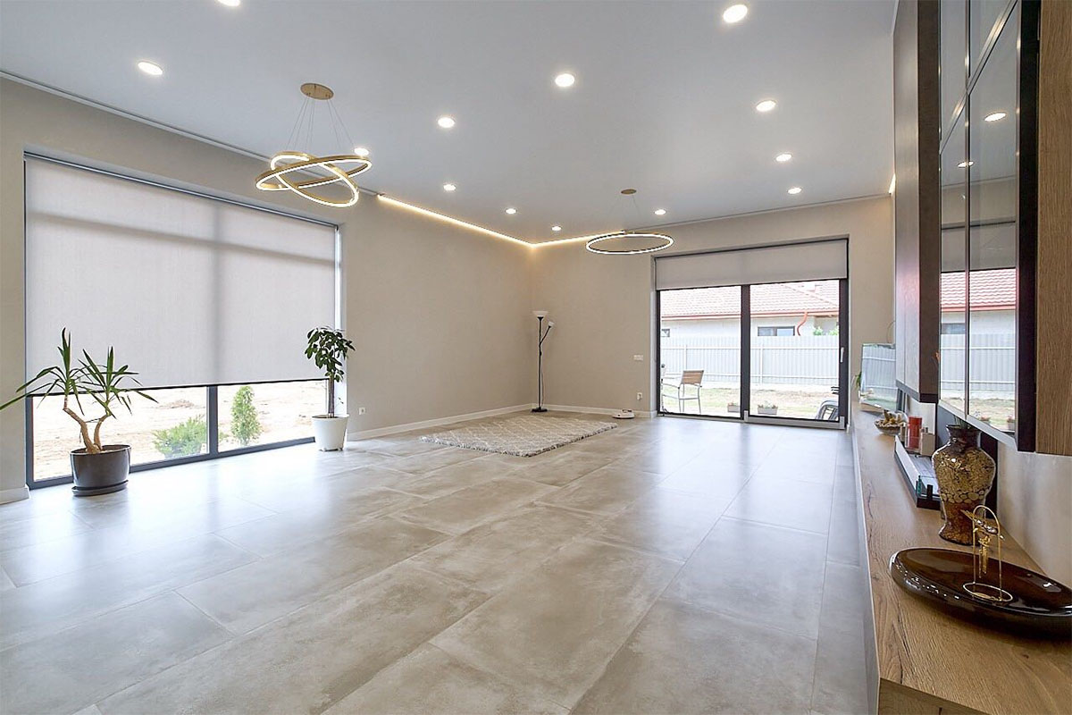 Укладка плитка в гостинной керамогранит